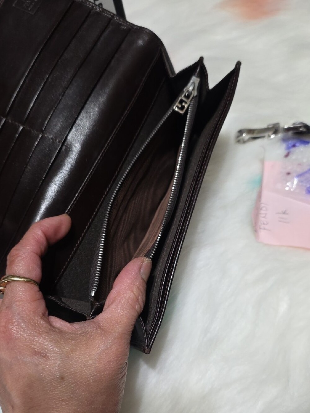 Authentic Fendi Brown and Black Zucca Logo Folded Wallet - Picture 4 of 5